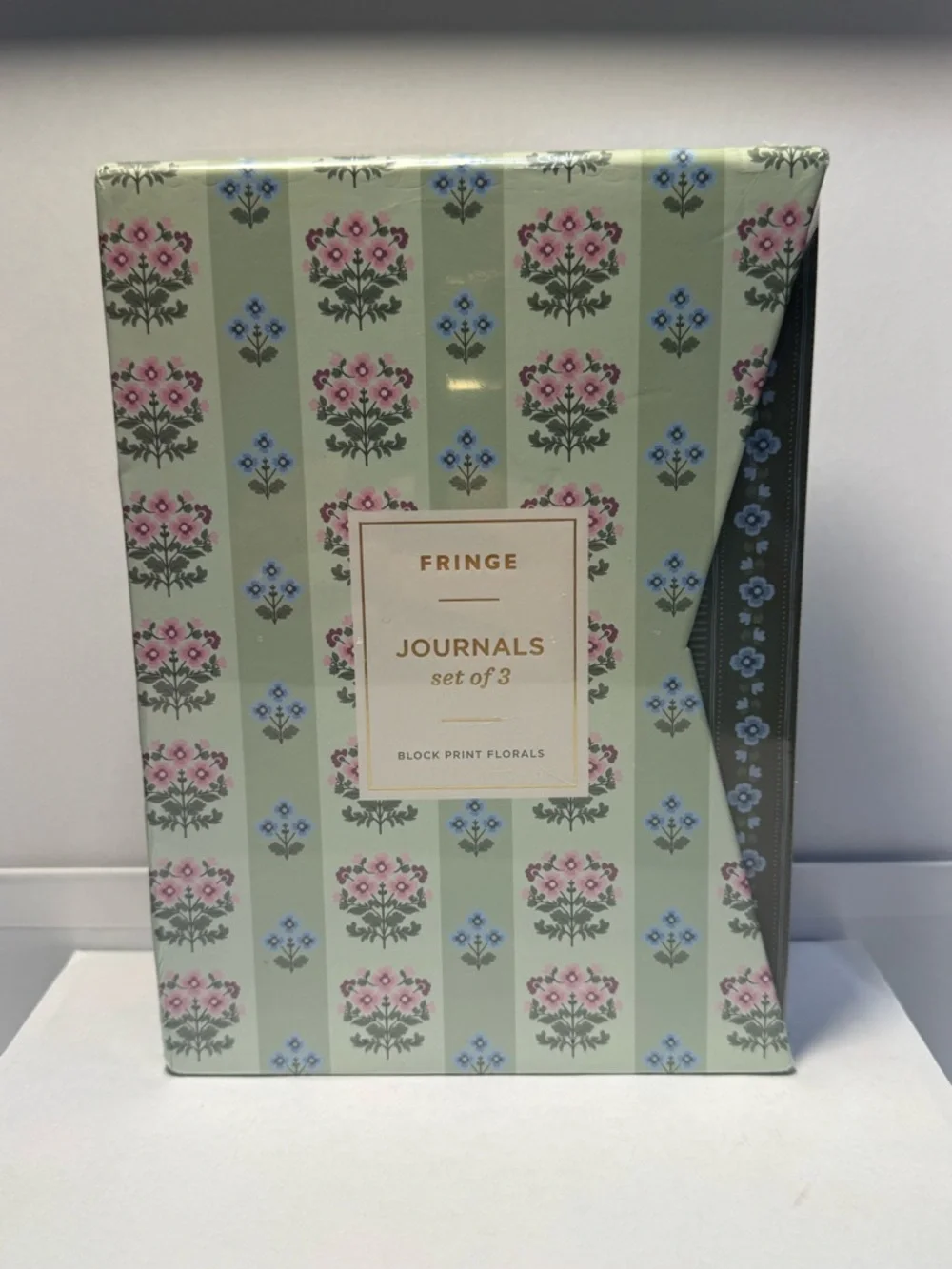 Fringe Block Print Florals Journal Set of 3 New Sealed Notebooks